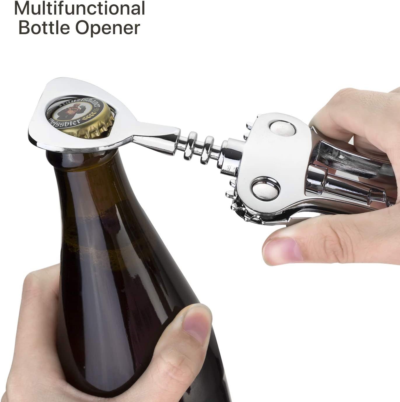 Wine Opener, Zinc Alloy Premium Wing Corkscrew Wine Bottle Opener with Multifunctional Bottles Opener, Upgrade