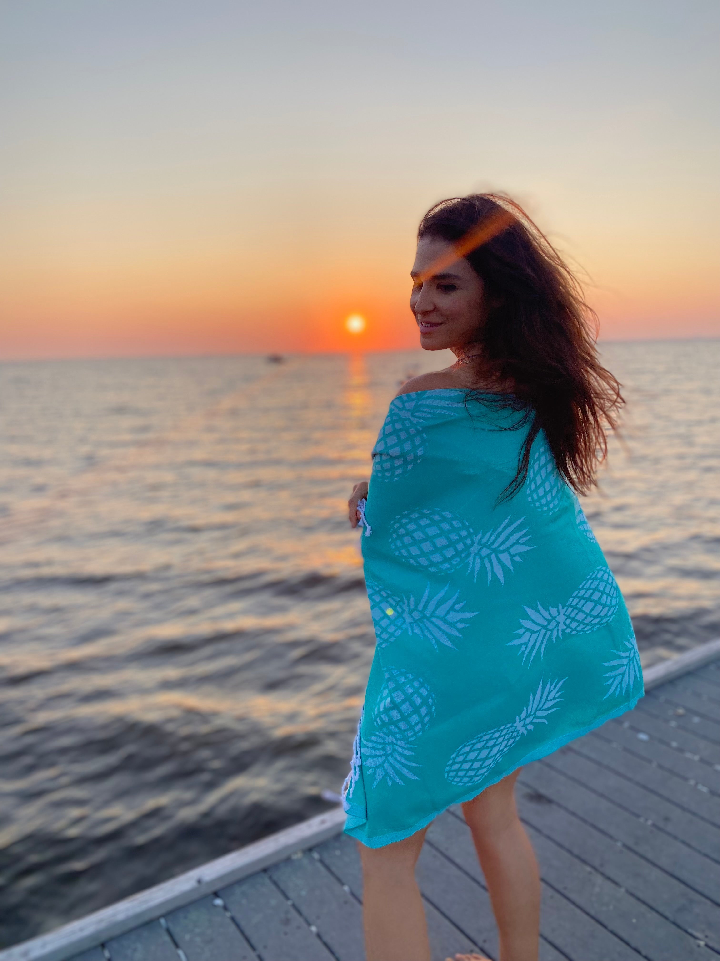 Nanas Mint Pineapple Design Beach Towel