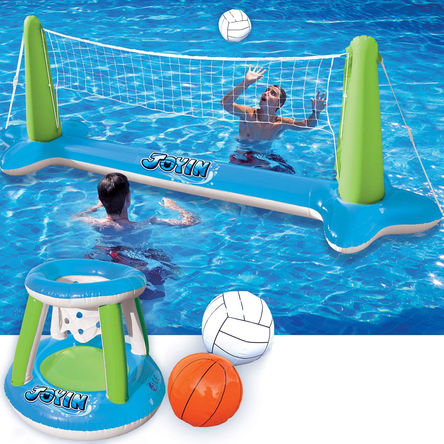 Clearance - Inflatable Basketball & Volleyball Green & Blue