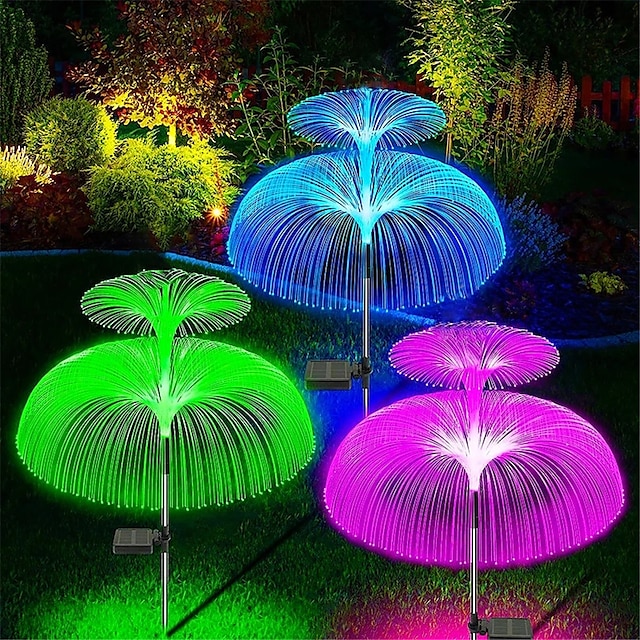 Solar Lights Outdoor New Upgraded Solar Jellyfish Light Waterproof Colored Changing Solar Flowers Garden Lights for Pathway Patio Yard Deck Walkway Christmas Decoration