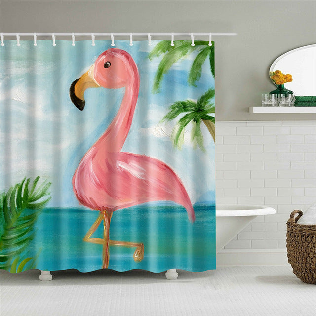 Nordic Pictures Polyester Waterproof Shower Curtains High Quality Animals Flamingo Shower Curtain In The bathroom-1