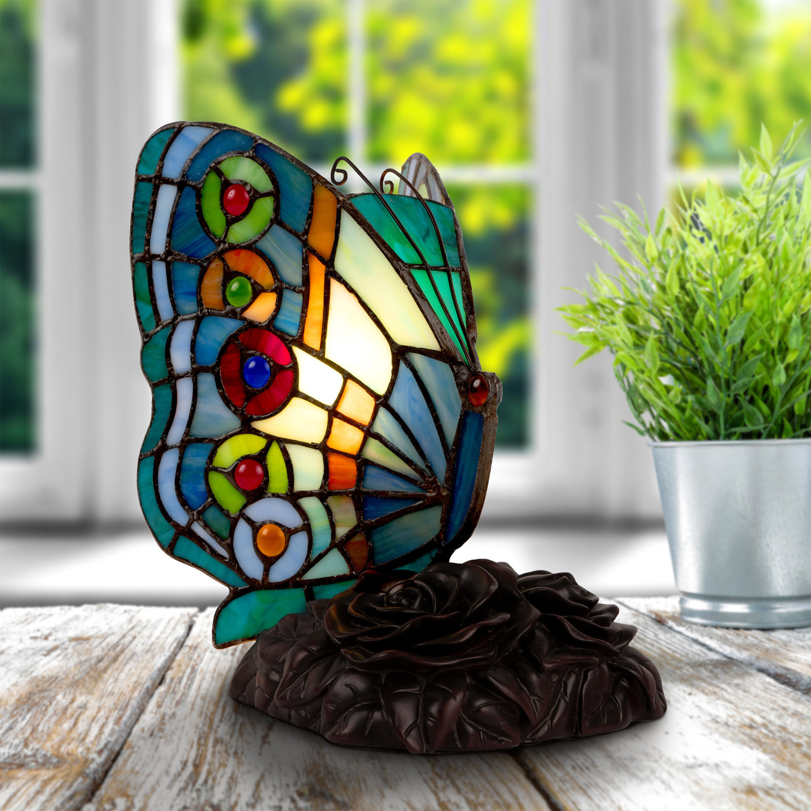 Tiffany Style Butterfly Lamp (Rounded Wings)