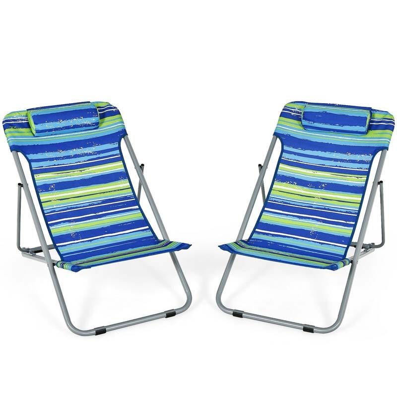 2 Pcs Portable 3-Position Beach Chairs