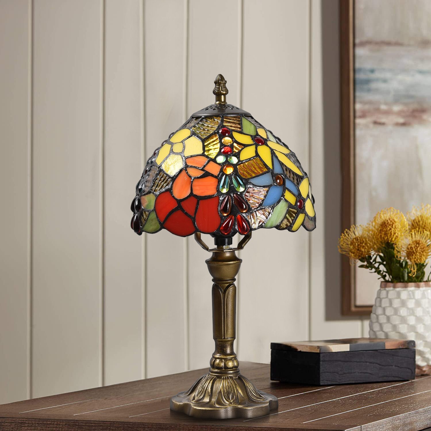 Tiffany Lamp For Living Room ,Table Top Stained Glass Bedside Table Lamp For Bedroom