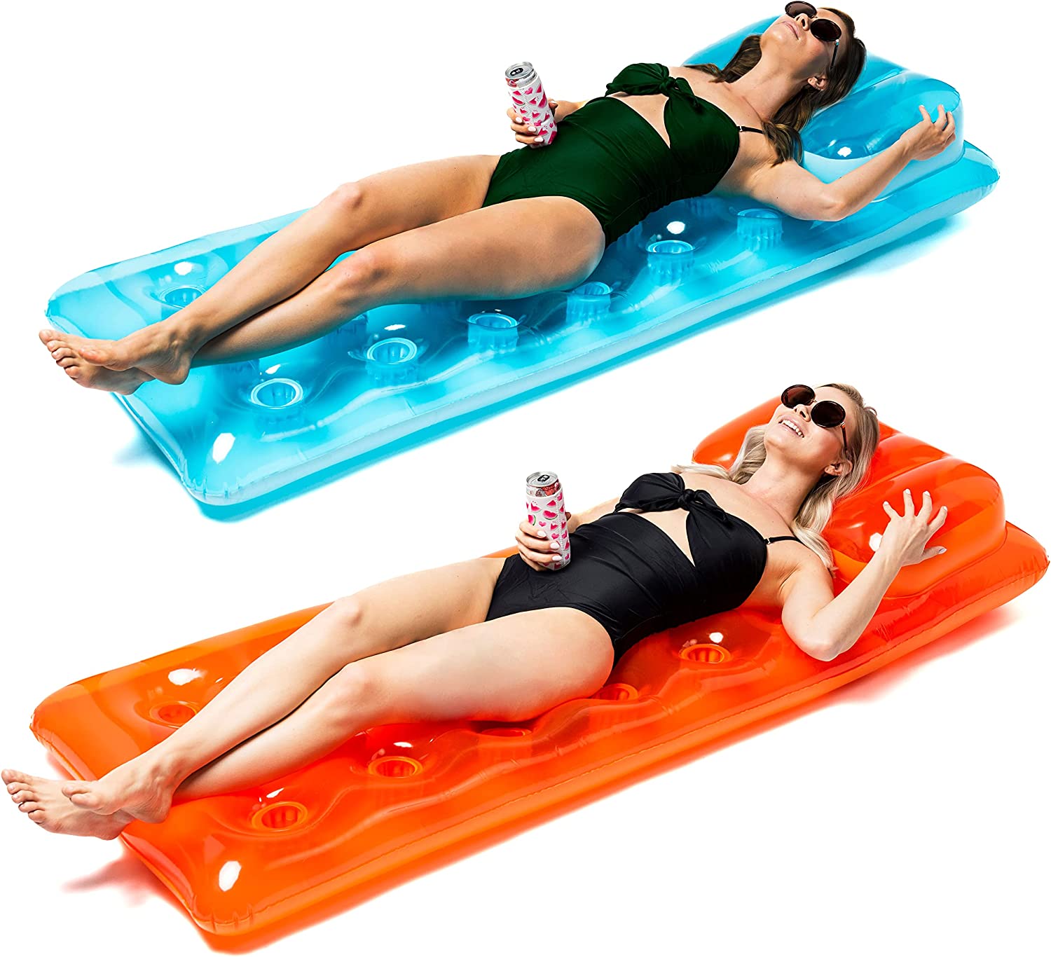 Clearance - Inflatable Pool Lounger with Headrest, 2 Pack