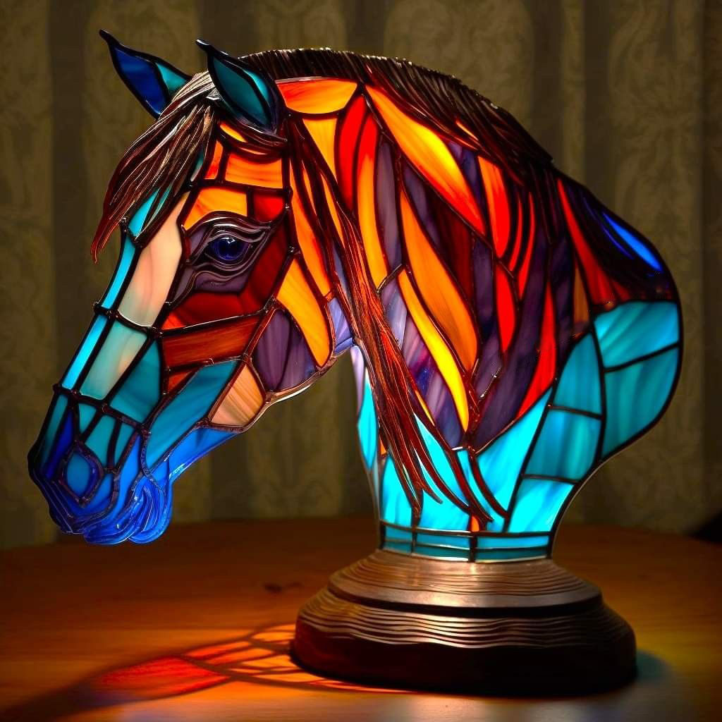 Horse Stained Glass Table Lamp