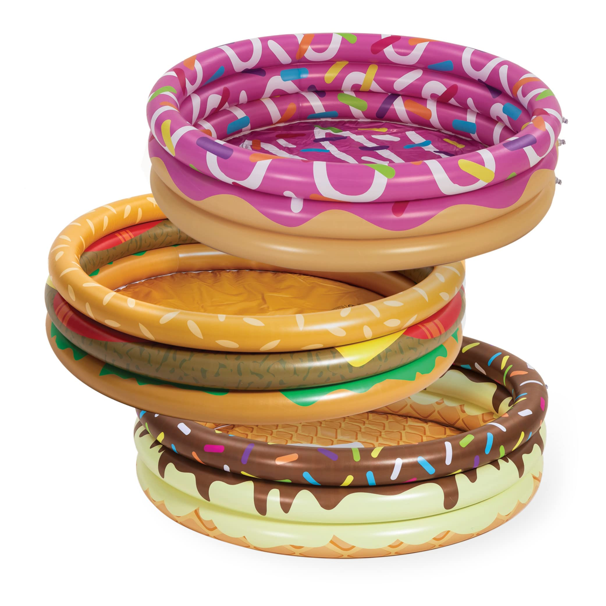 Clearance - 45in Donuts & Burger & Ice Cream Inflatable Kiddie Pool Set, 3 Pack