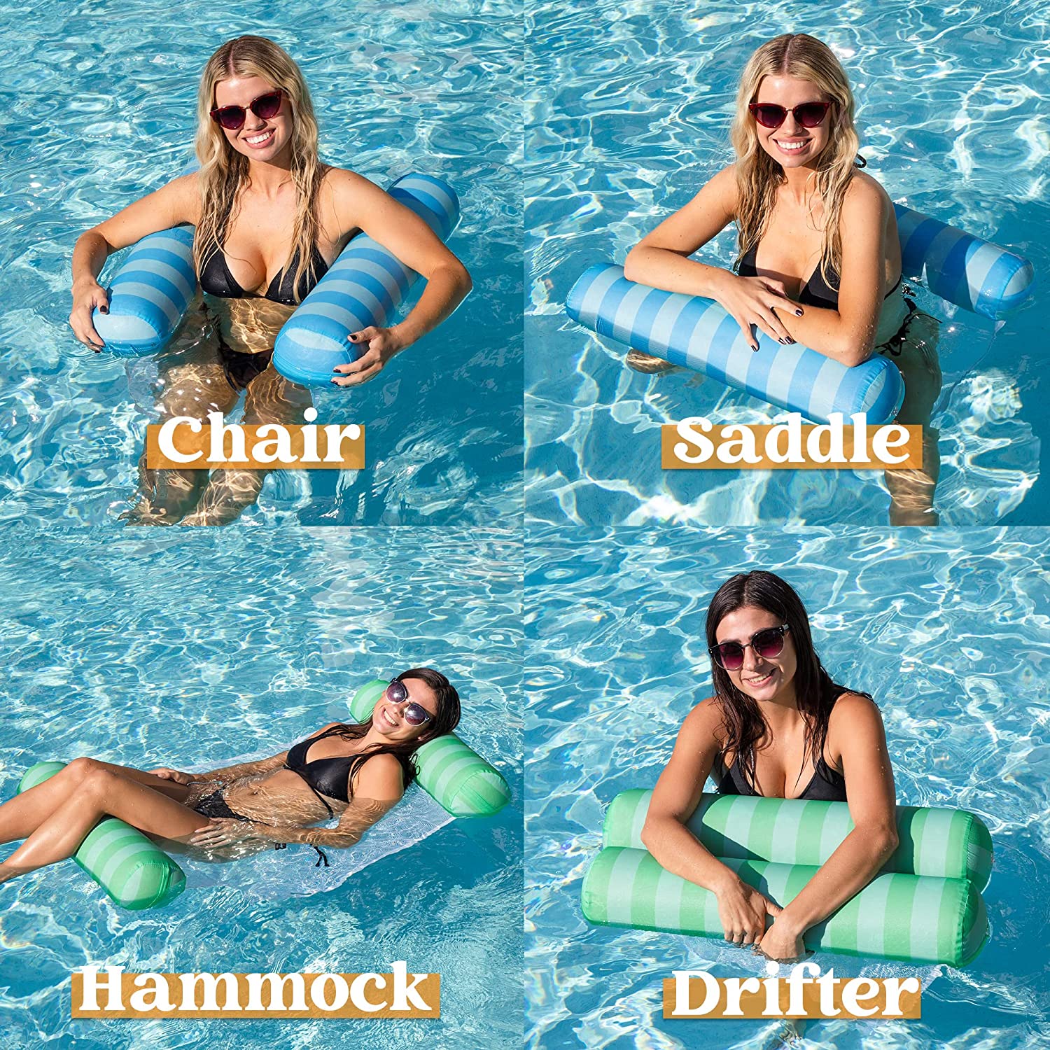 Clearance - Inflatable Pool Float Hammock with Net , 2 Pack