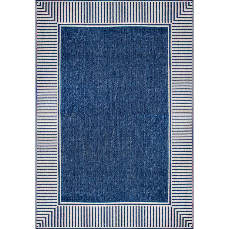 Arba Machine Woven / Power Loomed Navy Blue Indoor/Outdoor Patio Rug