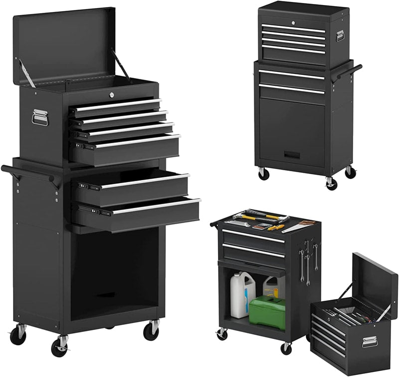 Rolling Tool Chest Removable Tool Storage Cabinet with 6 Sliding Drawers