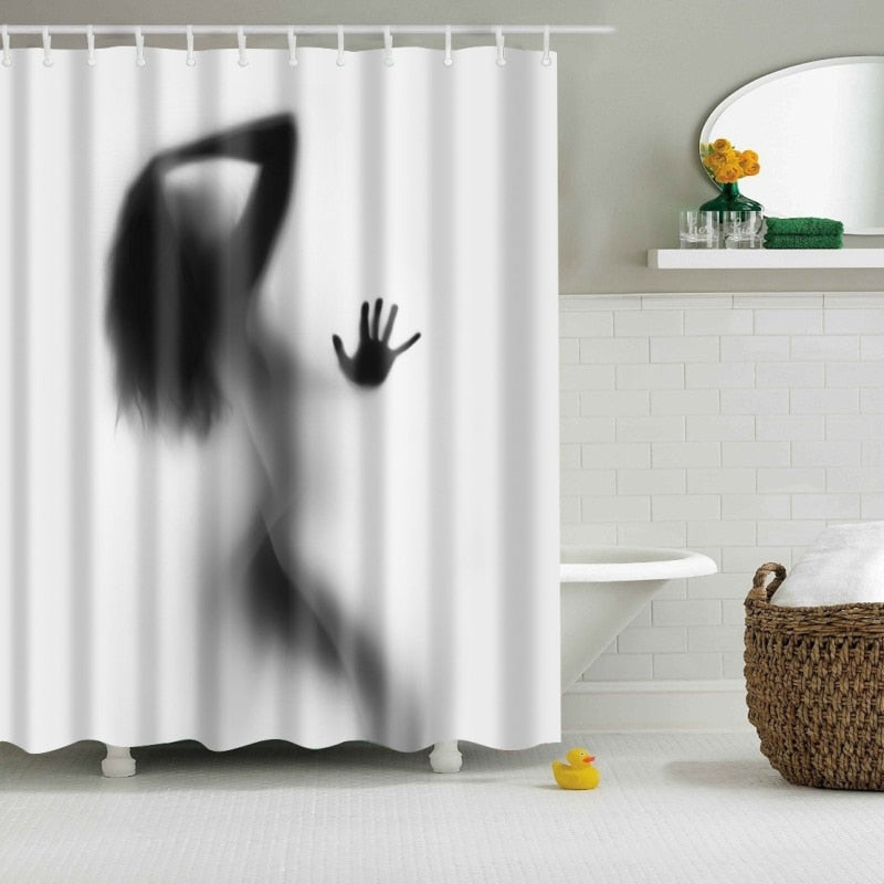 High Quality Waterproof Women Shadow Shower Curtain with Hooks Sexy Girl Portrait Bathroom Curtains Curtains for Bathroom Shower