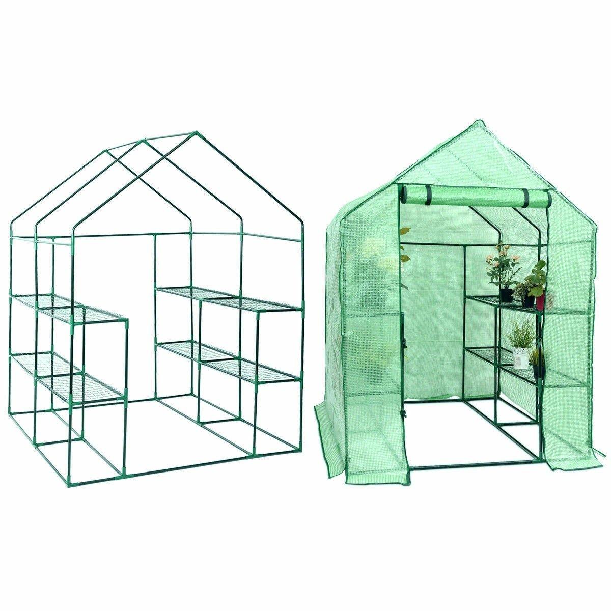 4 Tier 8 Shelves Mini Walk-in Greenhouse for Outdoor Garden