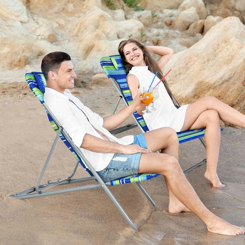 2 Pcs Portable 3-Position Beach Chairs