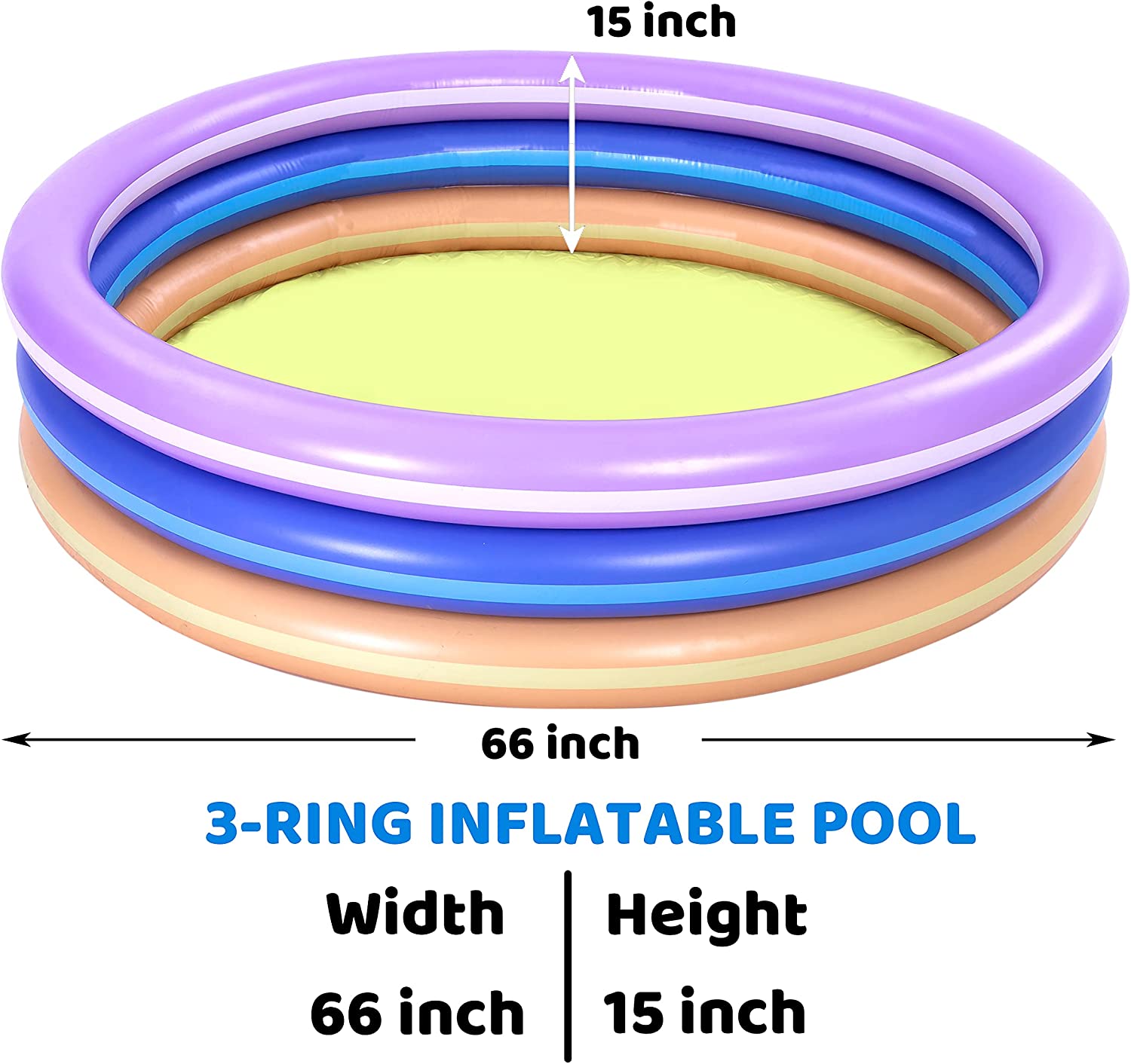 Clearance - 66in Multicolor Inflatable Kiddie Swimming Pool, 1 Pack