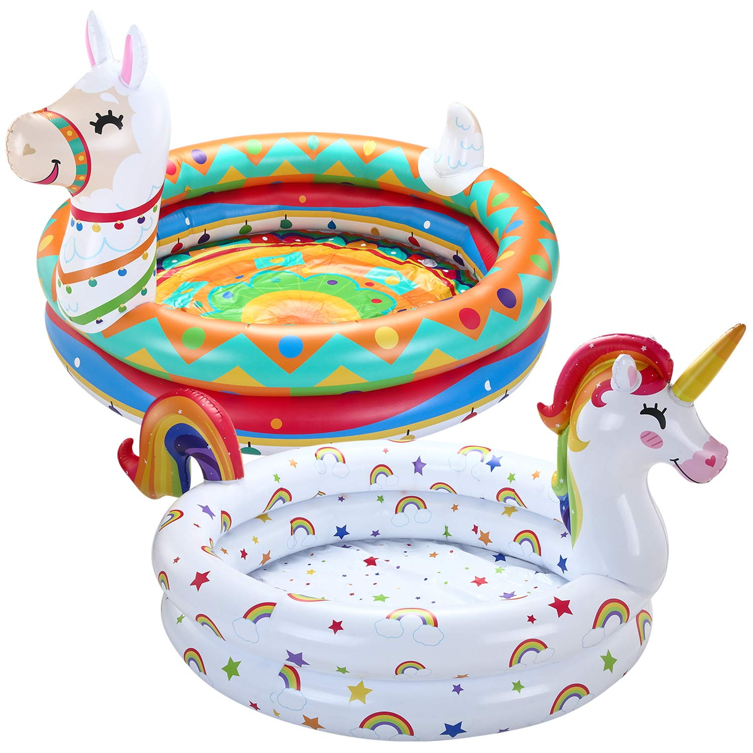 Clearance -  Unicorn and Llama Inflatable Kiddie Pool, 2 piece