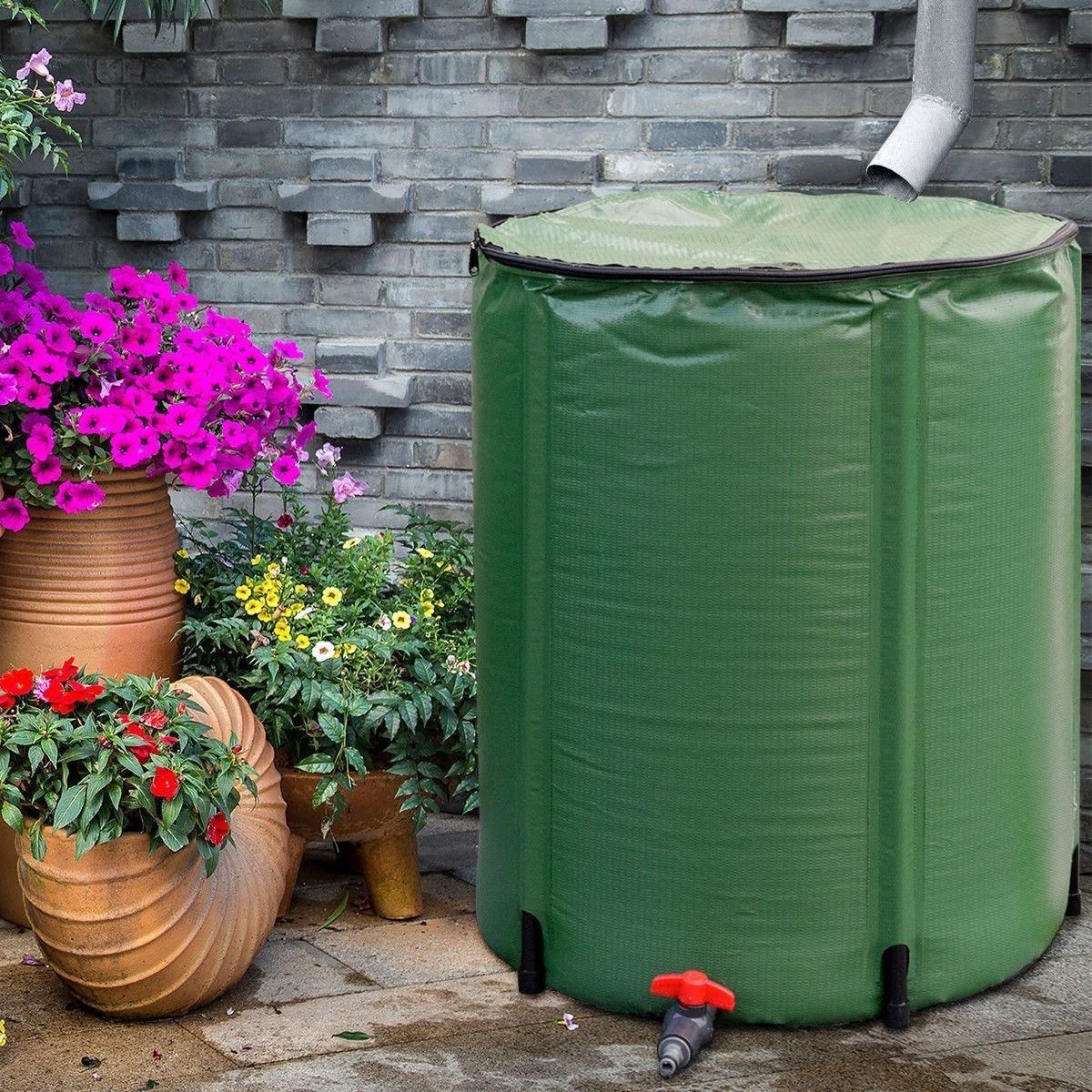 53 Gallon Portable Collapsible Rain Barrel Water Collector Tank
