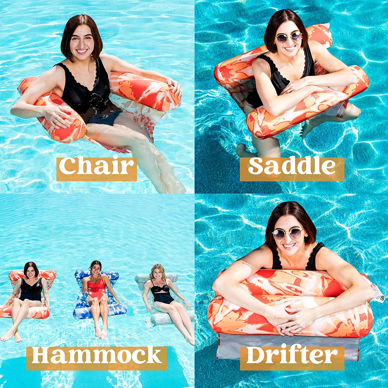 Clearance - 4-in-1 Inflatable Pool Hammock, 3 Pack