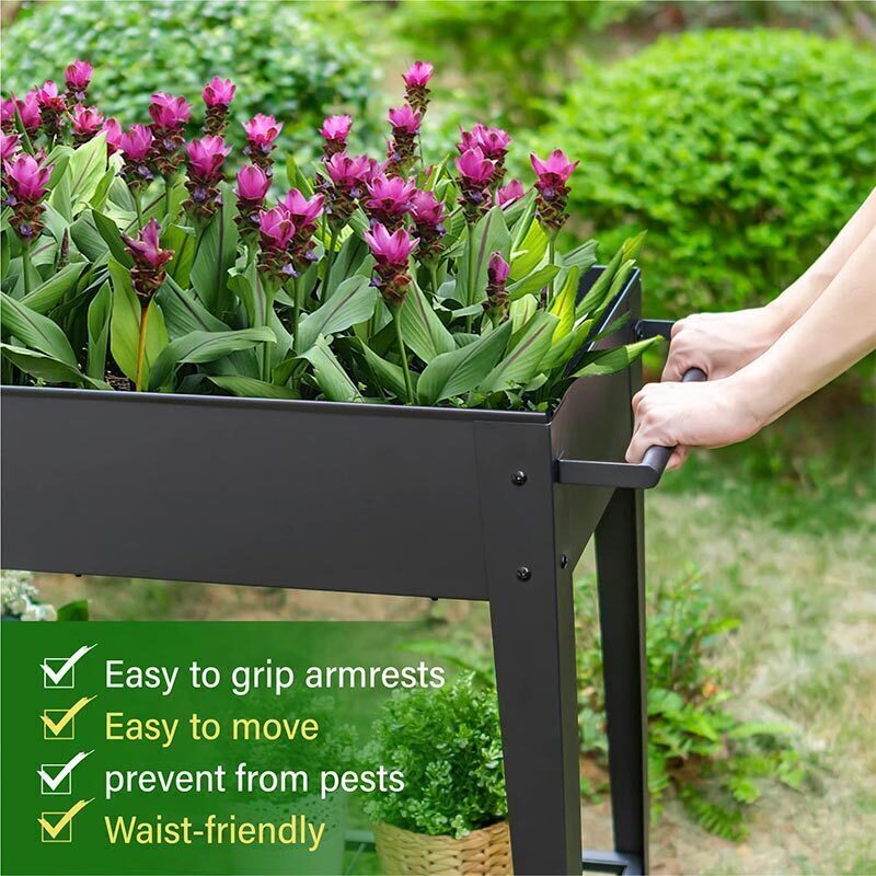 Multi-purpose Elevated Garden Bed on Wheels for Vegetables Flower Herb