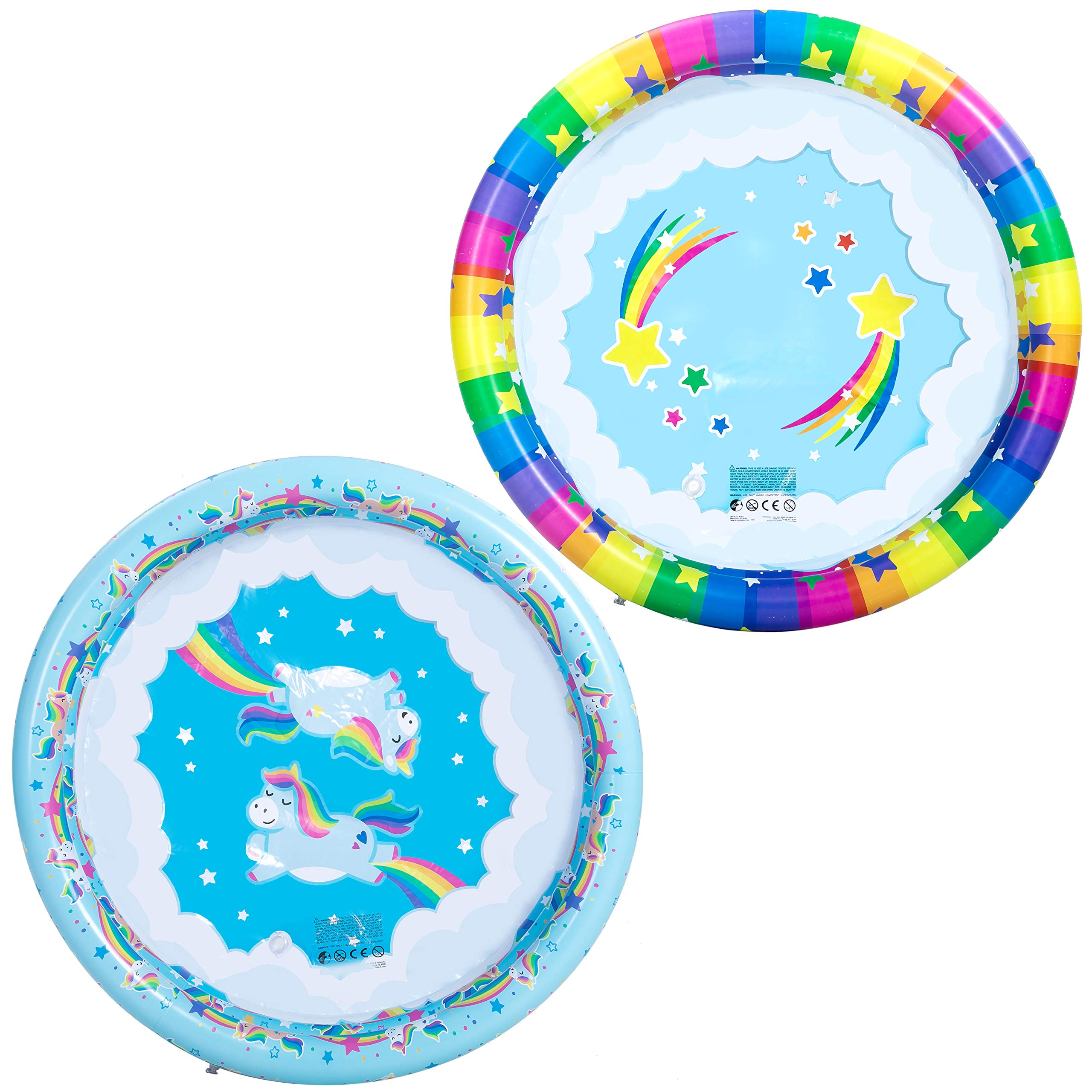 Clearance - 45in Unicorn w/ Rainbow & Rainbow Inflatable Kiddie Pool Set, 2 Pack