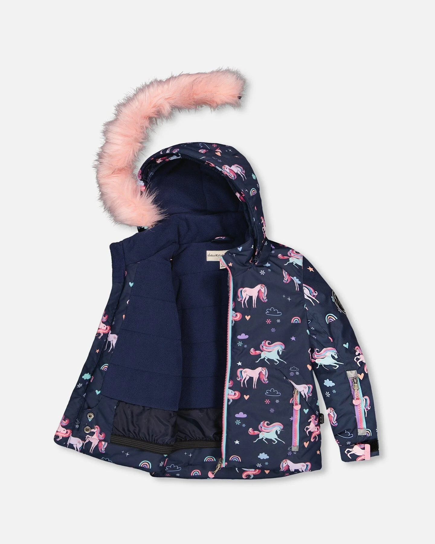 Two-Piece Play Snowsuit Navy Unicorn Print