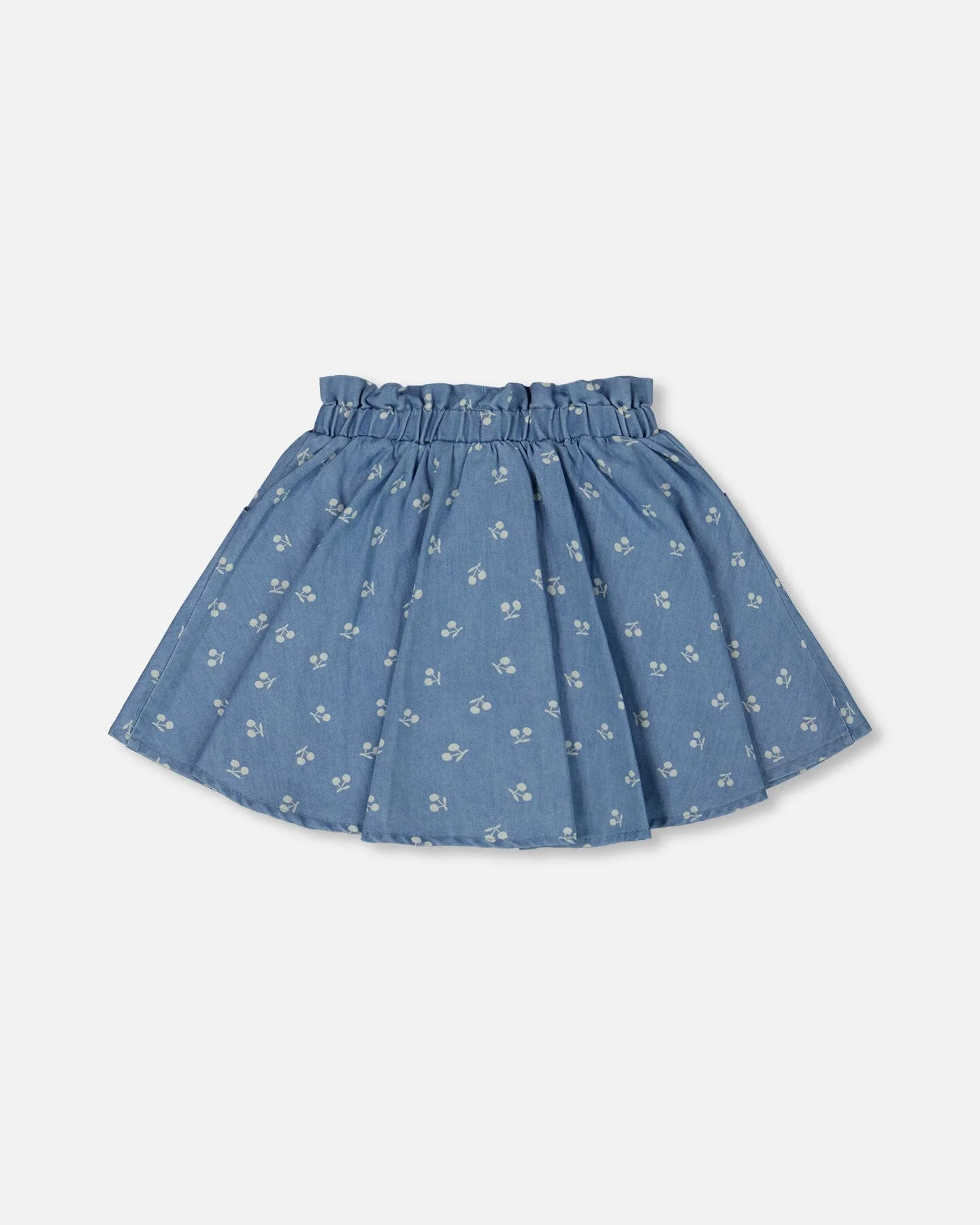 Printed Chambray Skort Blue And White Cherries