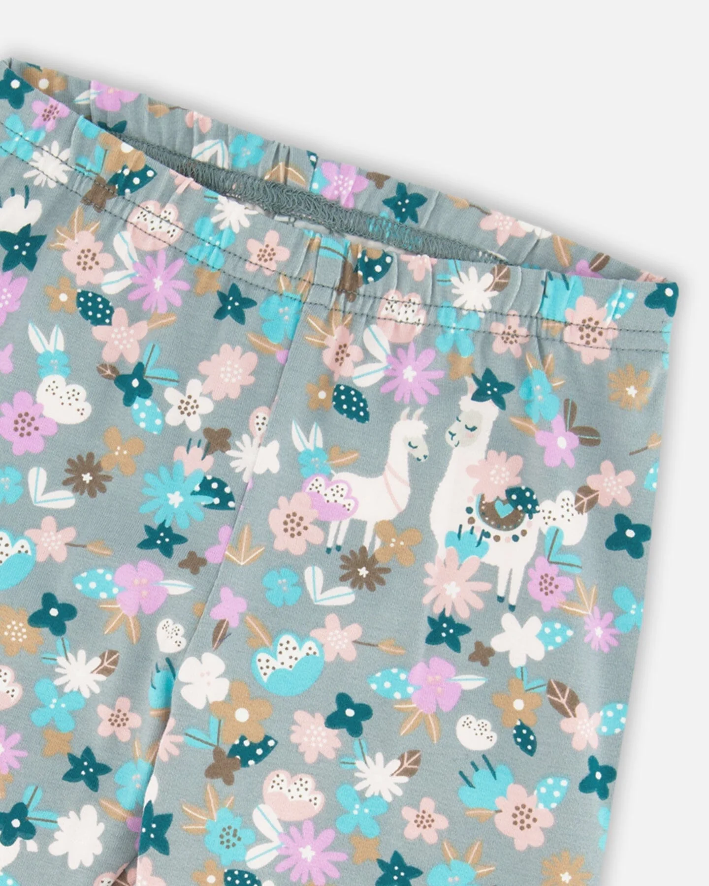 Organic Cotton Leggings Blue Llama Print
