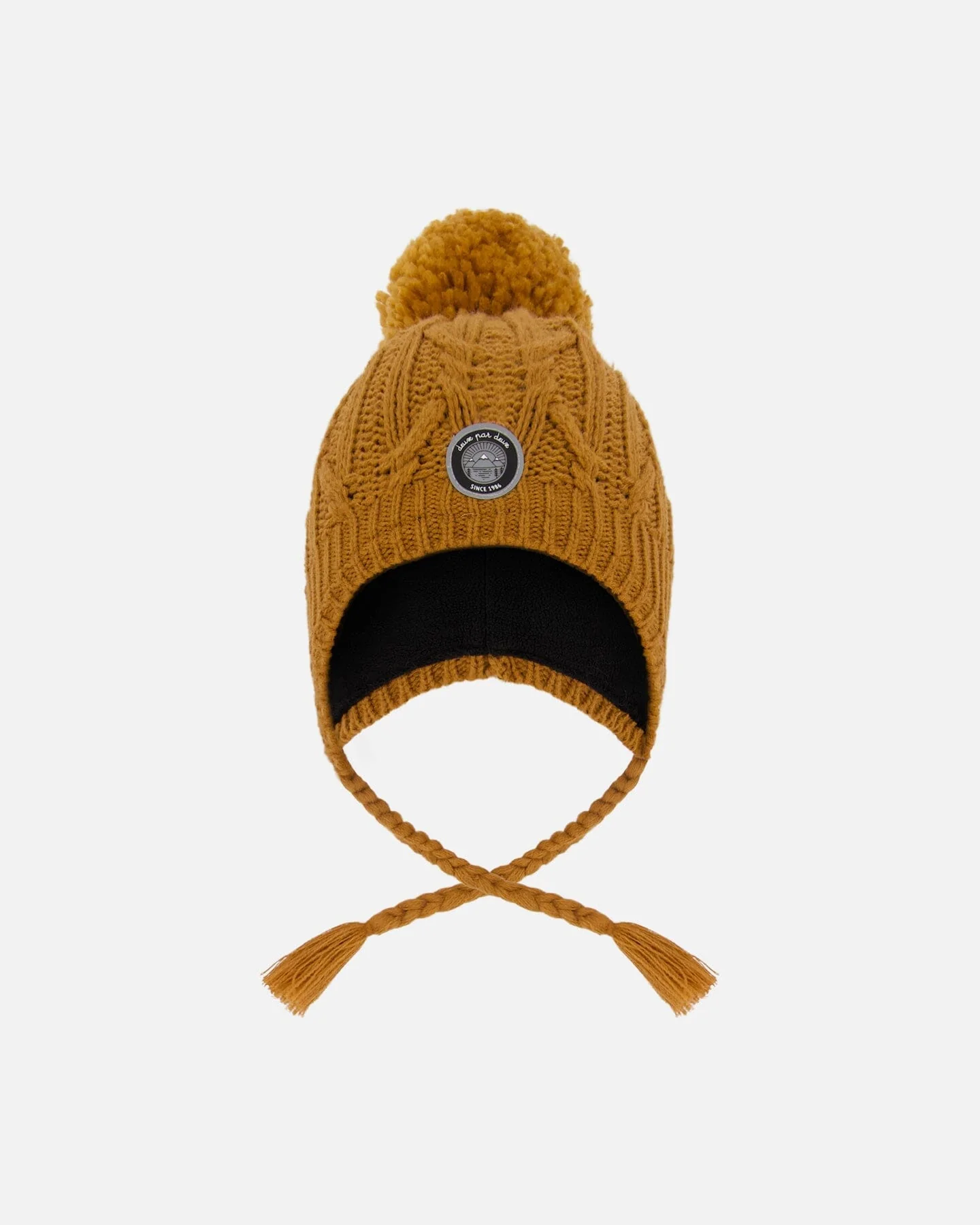 Lined Winter Hat With Pompom Brown Sugar