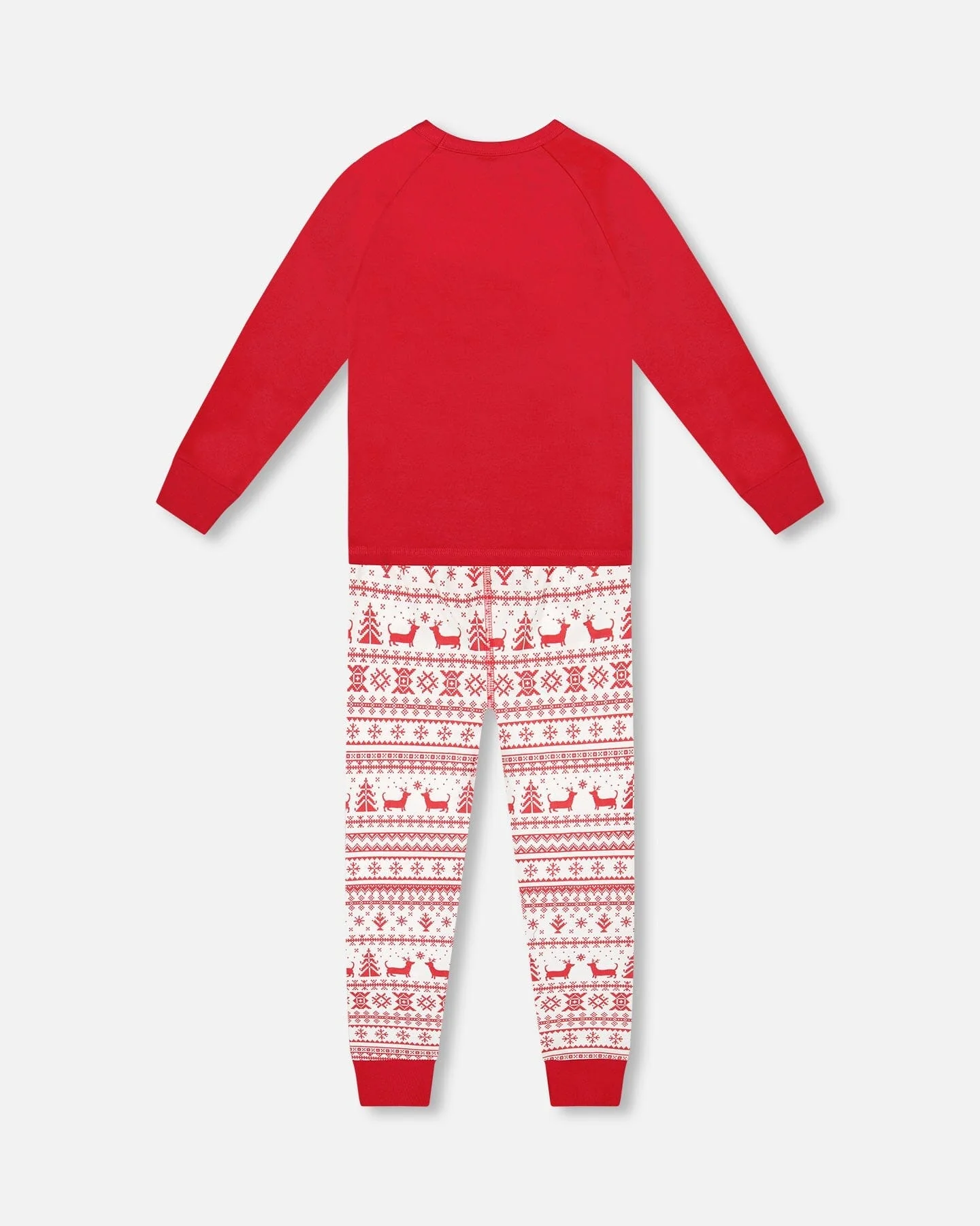 Organic Cotton Two-Piece Pajamas Red And White Fairisle