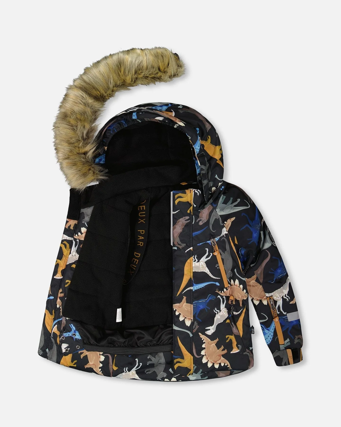Two-Piece Play Snowsuit With Printed Dinosaurs Jacket Brown