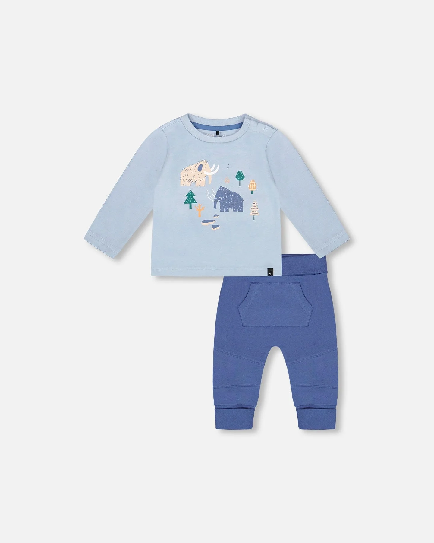 Organic Cotton Jersey Two-Piece Top And Pant Set Blue