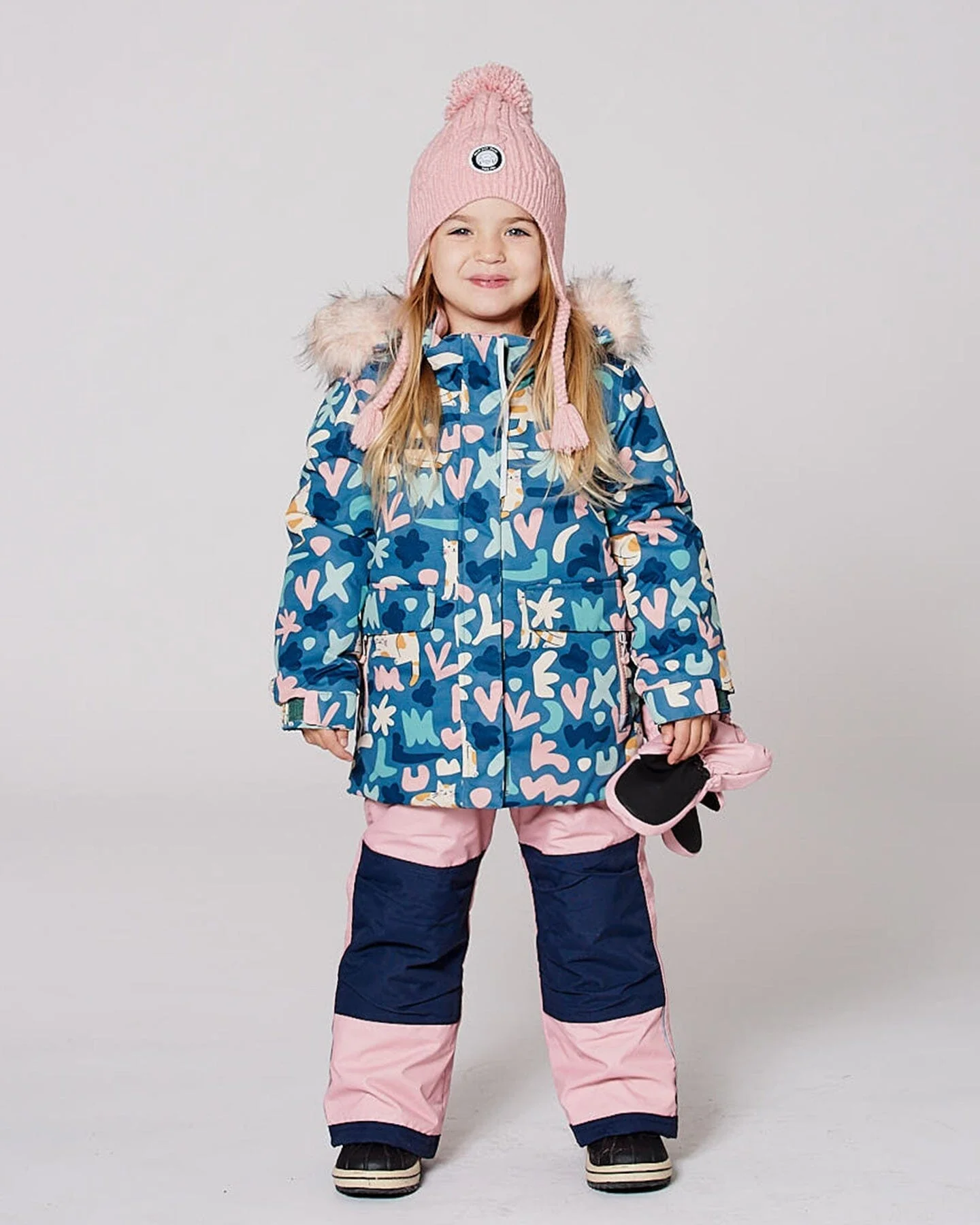 Two-Piece Discover Snowsuit With Printed Jacket Dusty Pink