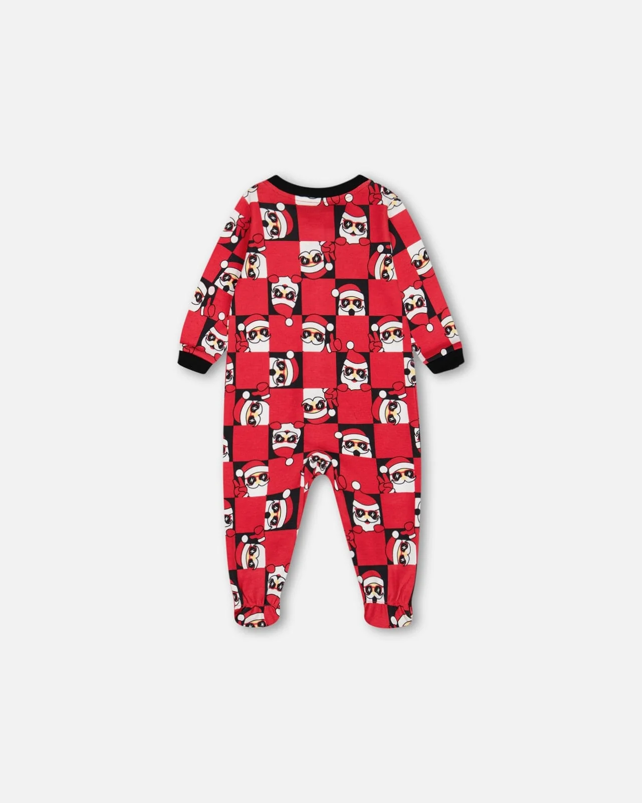 Organic Cotton One Piece Pajama Red Printed Santa