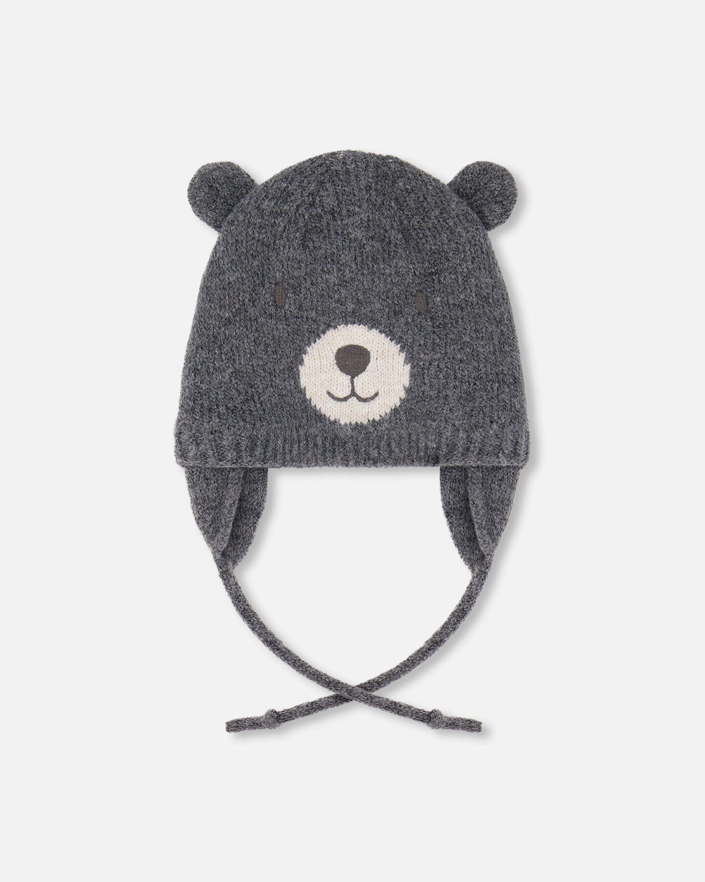 Lined Knit Hat With Ears Gray