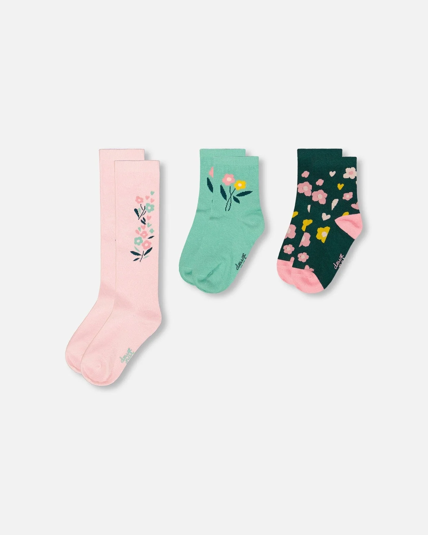 3-Pack Knit Socks Pink And Green