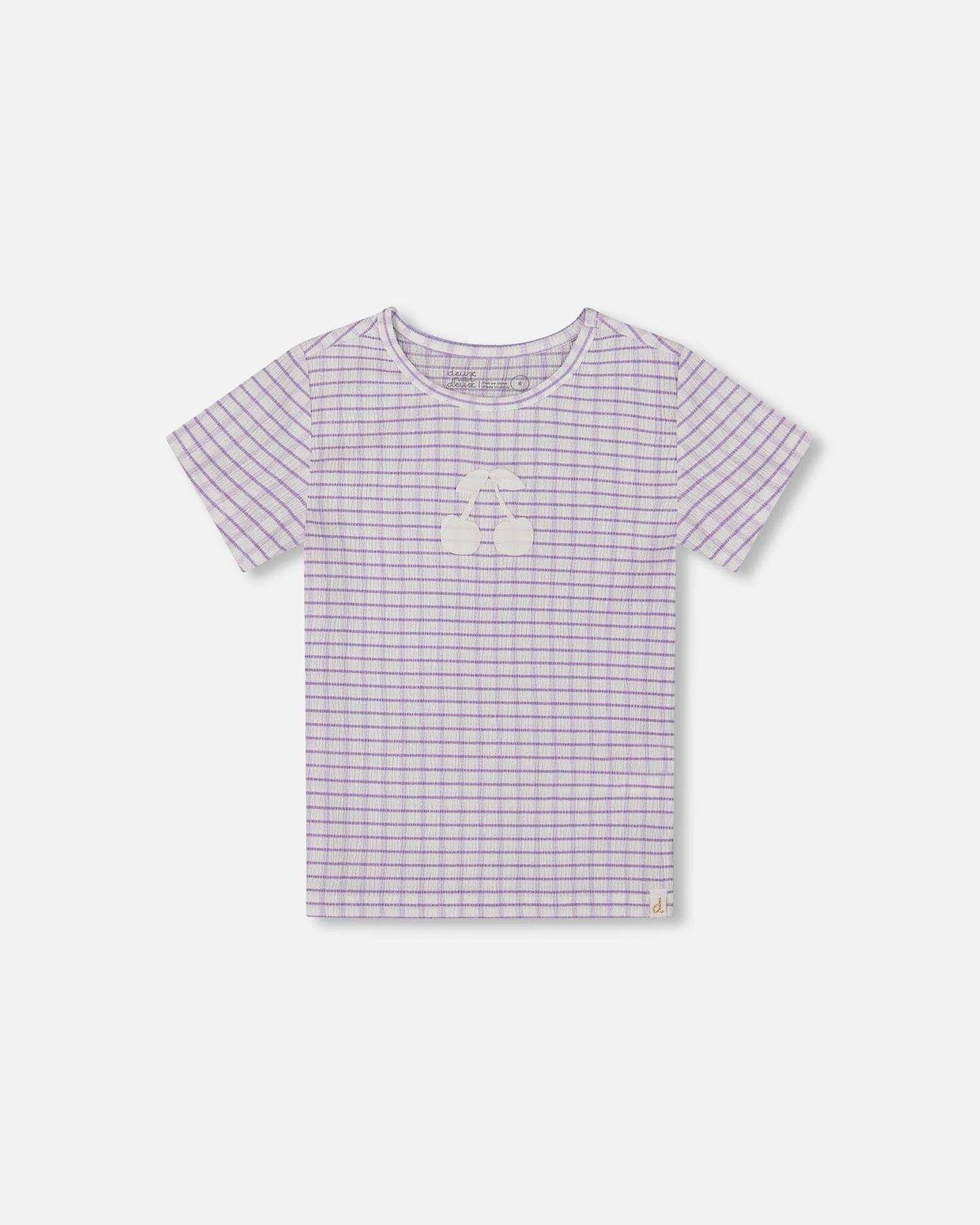 Crinkle Top With Applique White Checkered Lilac