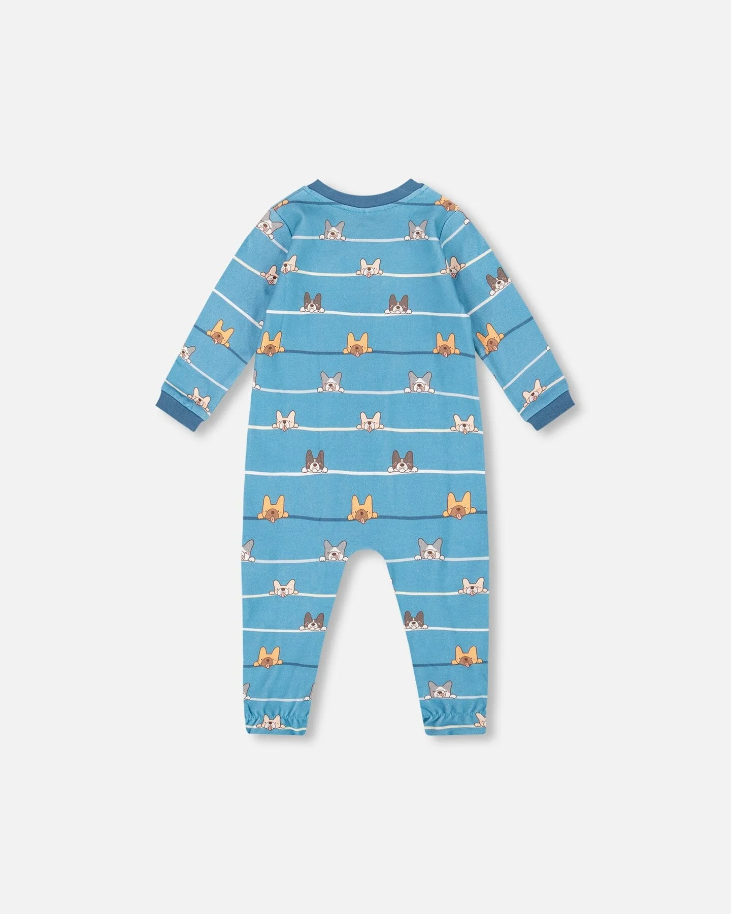 One-Piece Organic Cotton Pajama Blue Dog Print