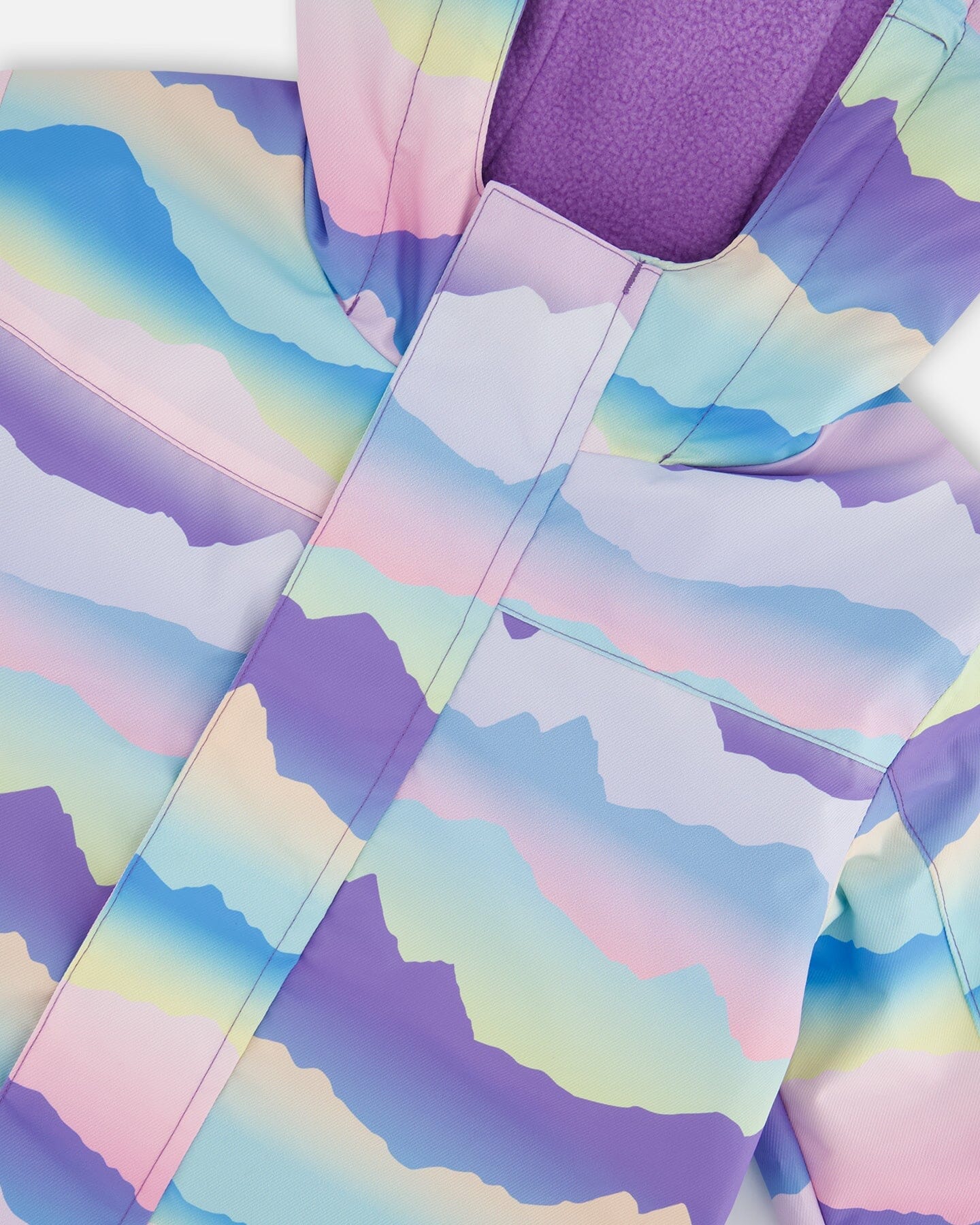 Printed Mid-Season One-Piece Outerwear Mauve And Blue, Pink Mountain
