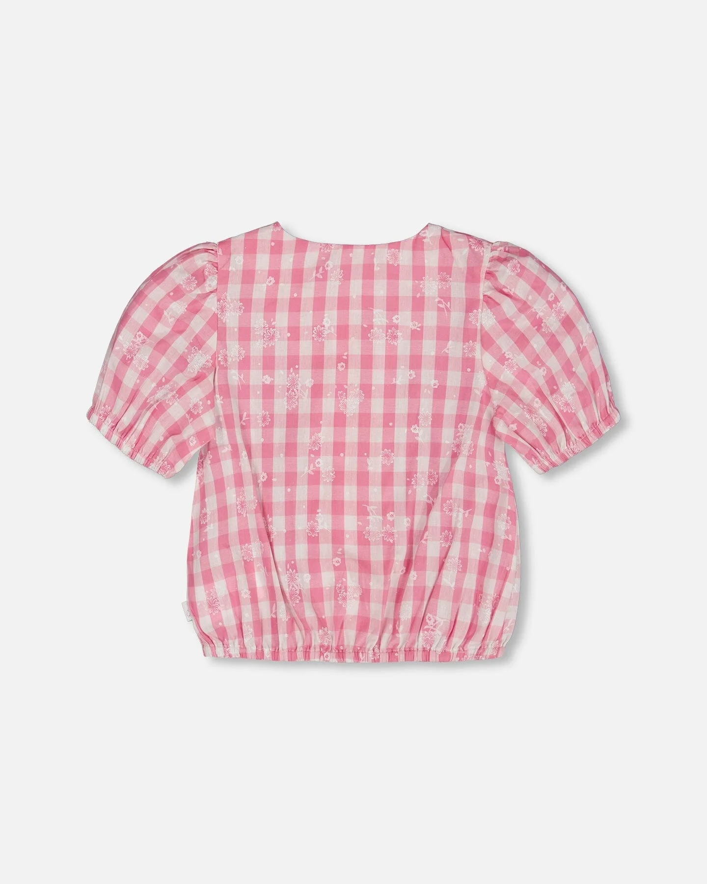 Puff Sleeve Top Pink And White Checks