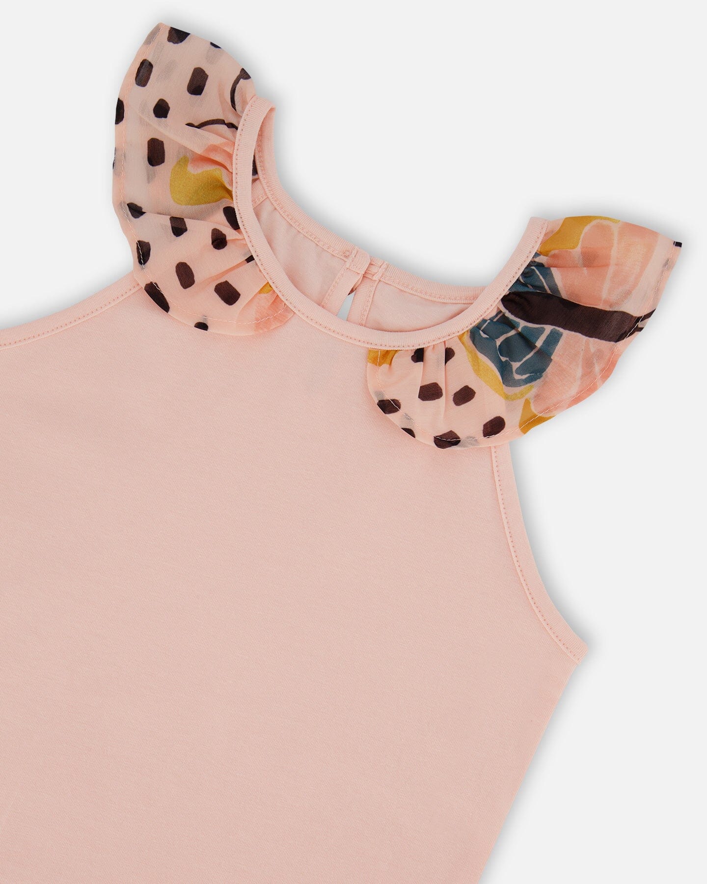 Organic Cotton Tank Top With Frill Pink And Black Butterfly