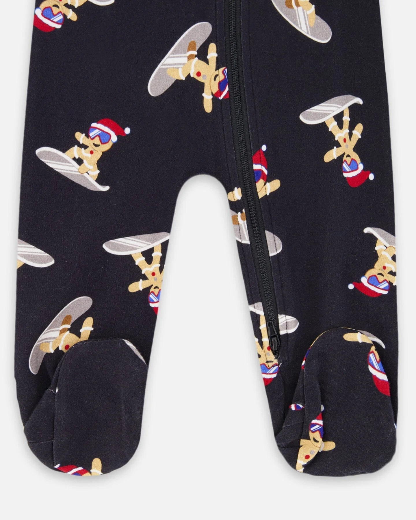 One-Piece Organic Cotton Pajama Black Cookie Print