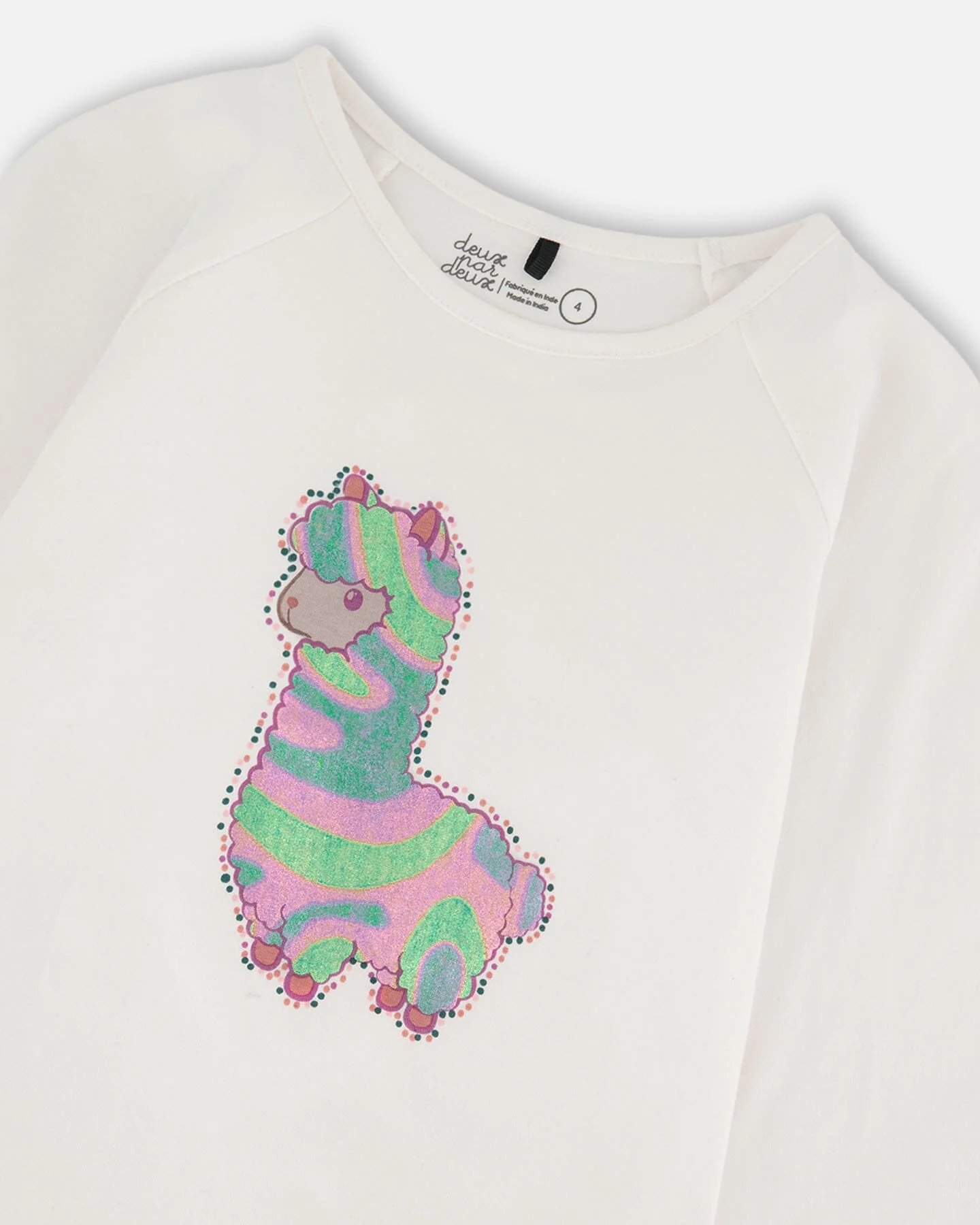 Organic Cotton T-Shirt Off White With Llama