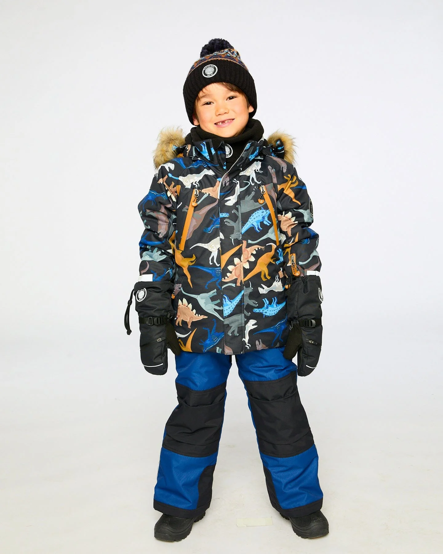 Two-Piece Play Snowsuit With Printed Dinosaurs Jacket Navy Blue