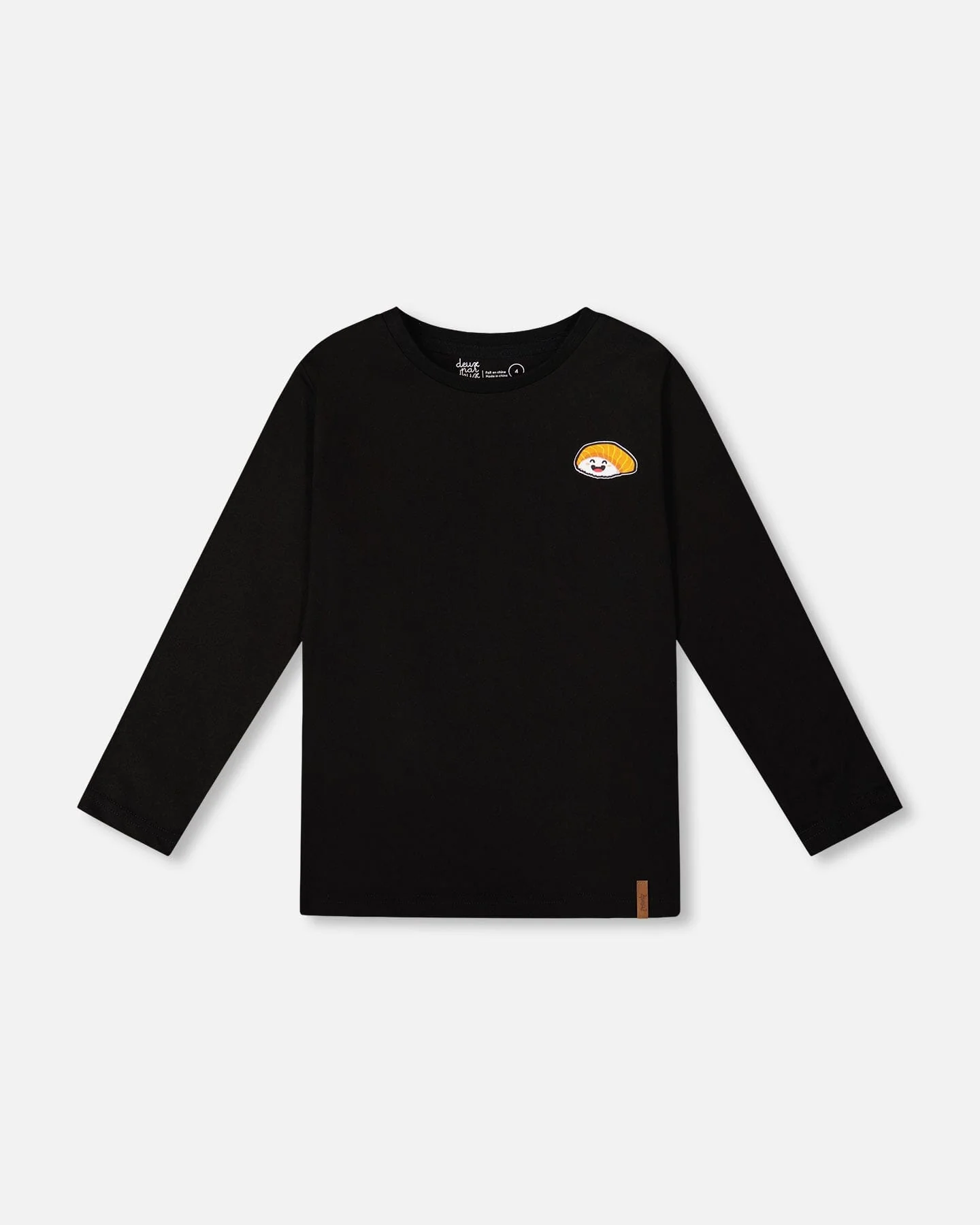Long Sleeve Jersey Tee Shirt Black With Print Back & Front