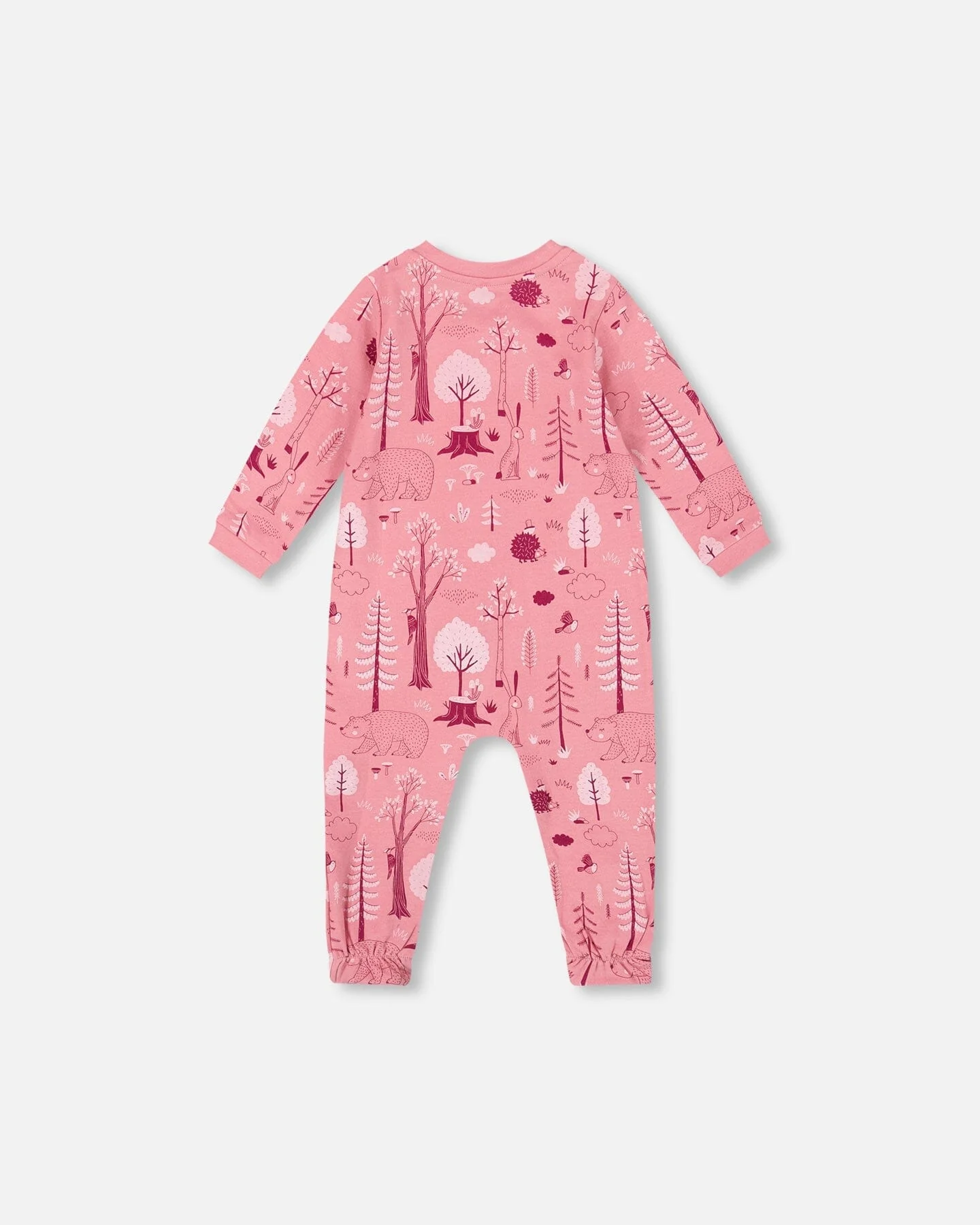 One-Piece Organic Cotton Pajama Pink Forest