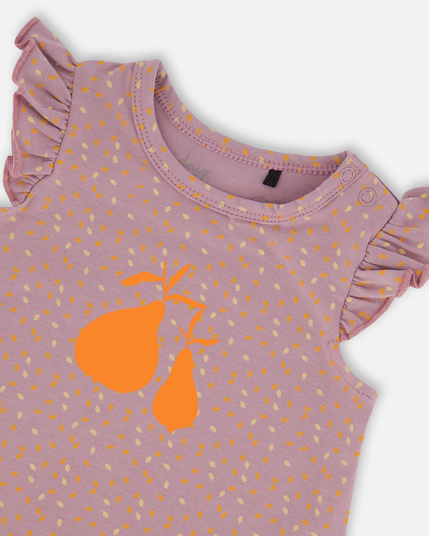 Printed Organic Cotton Top And Bloomer Set Purple With Pear Seeds
