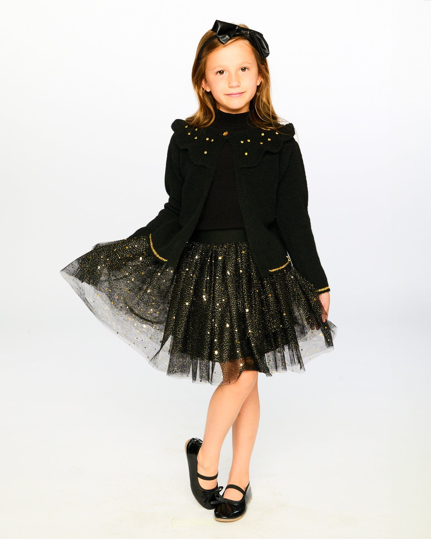 Knitted Cardigan With Rhinestones Black