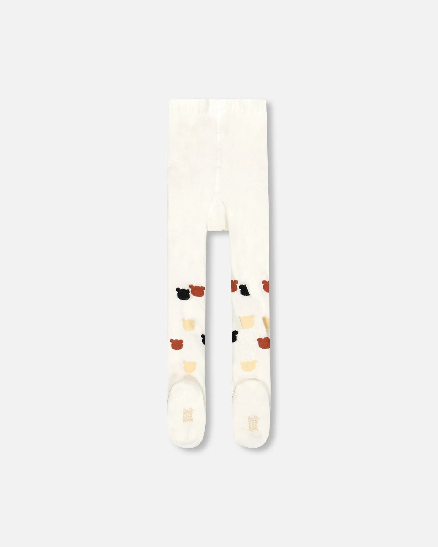Knit Tights Off-White With Teddy Bear Pattern