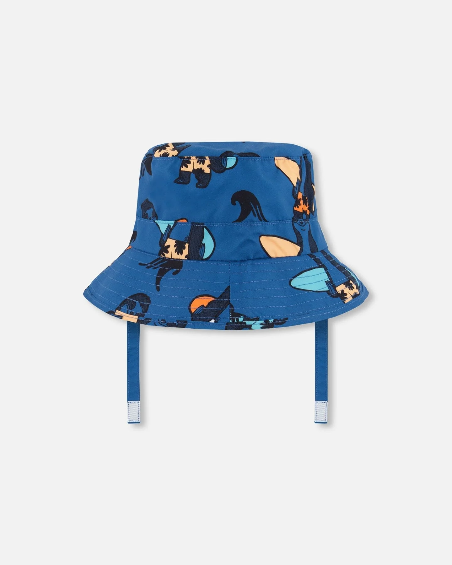 Printed Beach Hat Orange Sloths On Navy Blue