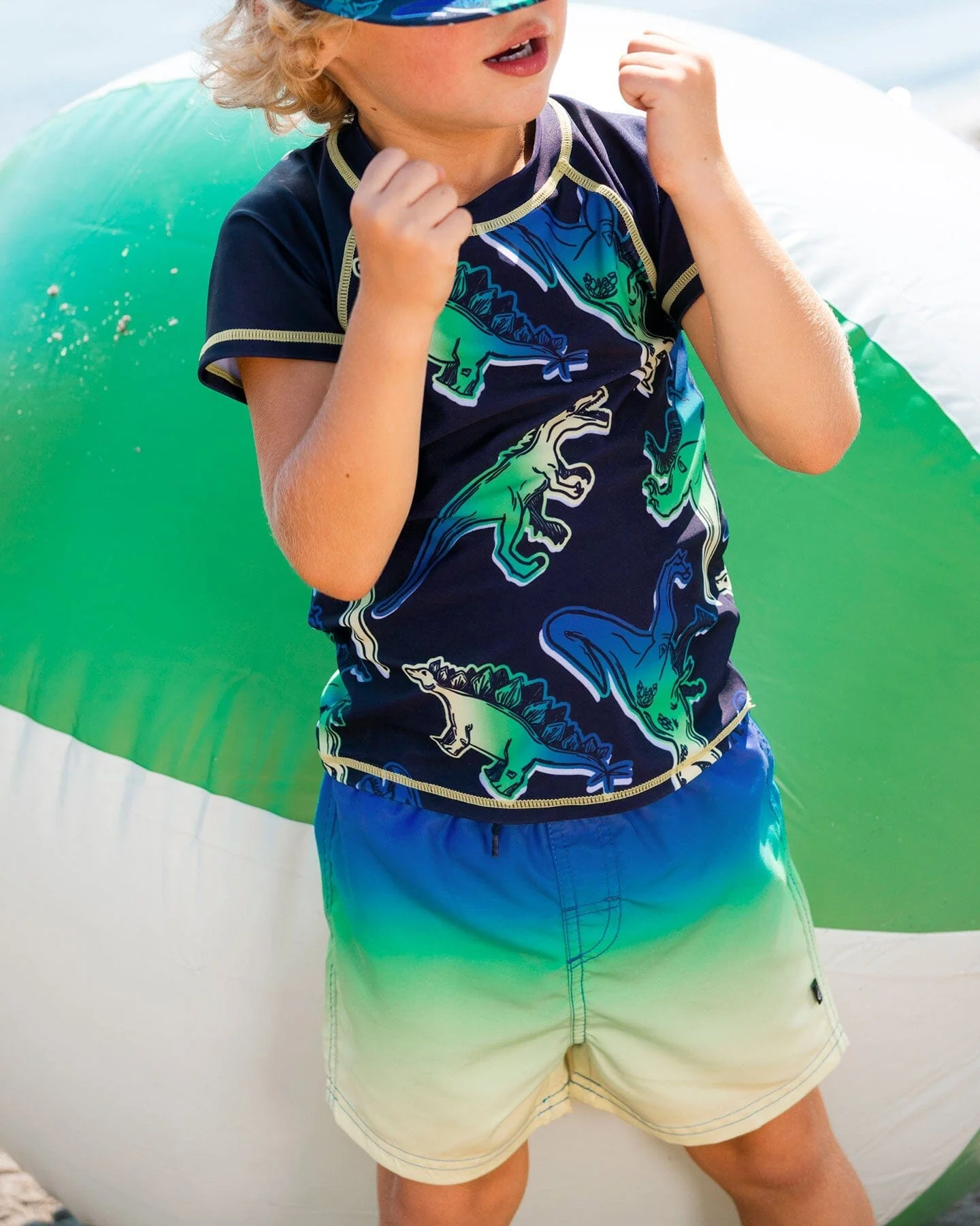 Swim Trunks Blue, Green, And Lime Gradient