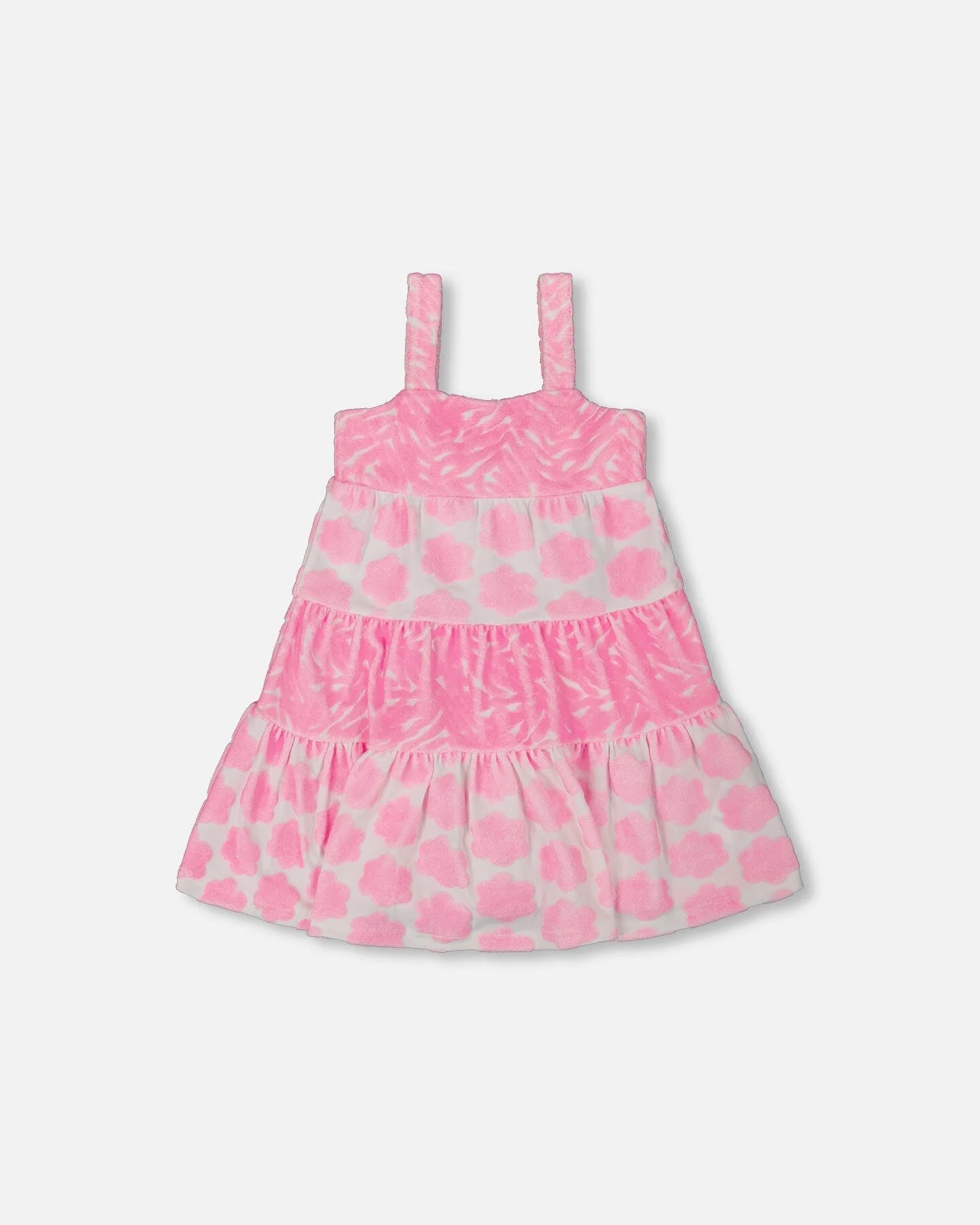 Printed Terry Beach Dress Pink And White